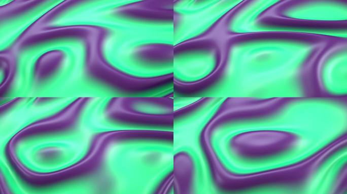 紫色和绿色移动液体抽象现代背景