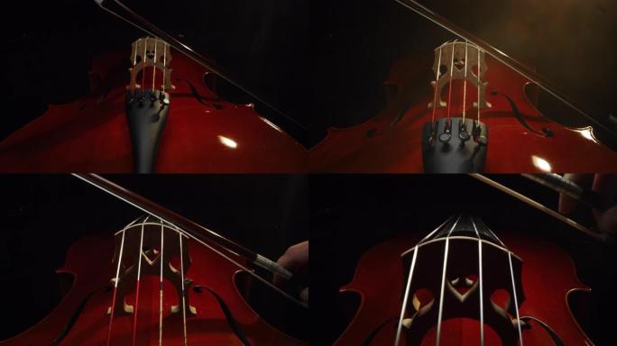 手工制琴师用手工小提琴或大提琴演奏弓的慢动作艺术宏观