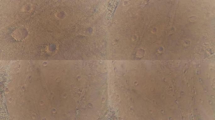 纳米比亚纳米布沙漠著名仙女圈的4k圆形放大鸟瞰图