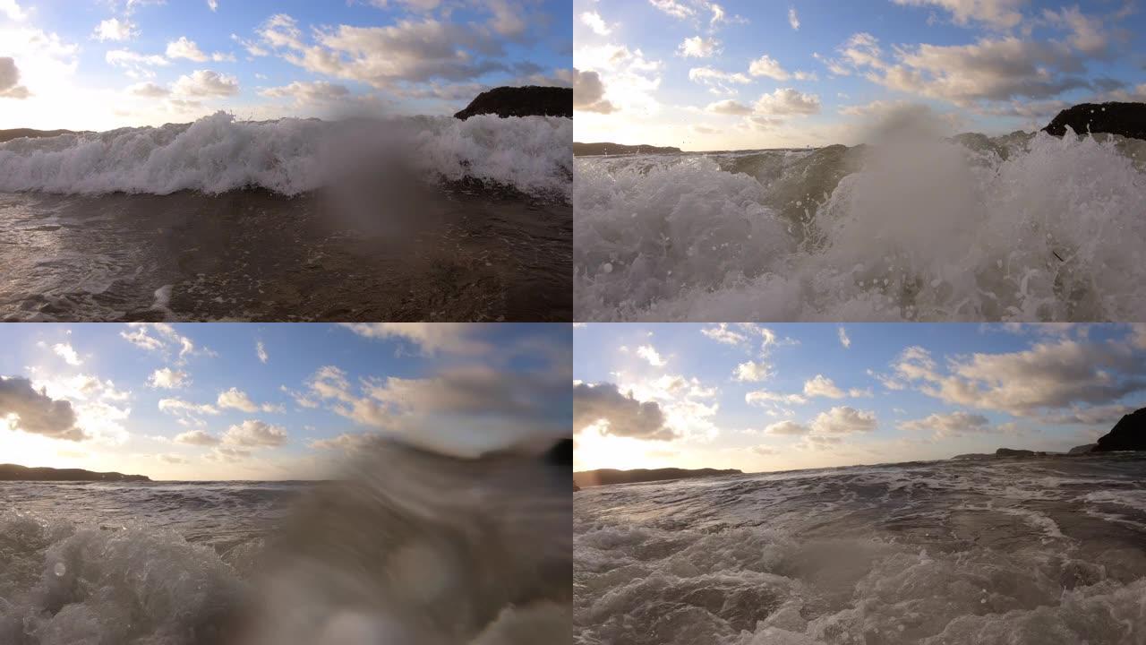 澳大利亚海浪坠毁海边海水海滩沙滩