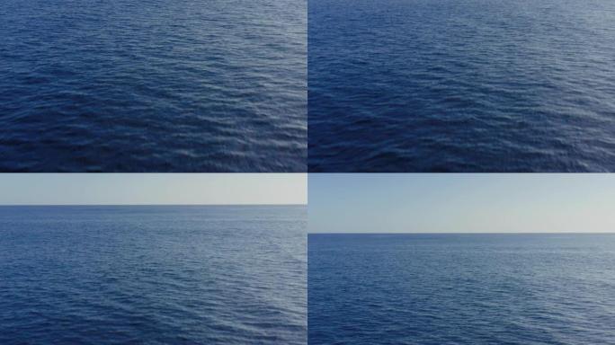 飞越深蓝色的海洋海面航拍风光