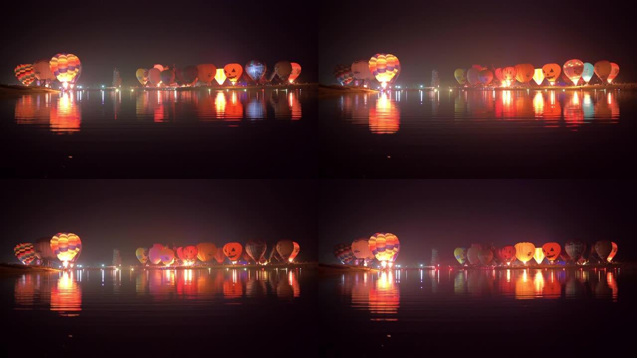 热气球节城市夜景闪烁灯光秀