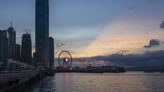 4K超高清延时从白天到夜晚:香港城市的游乐园