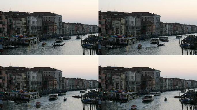 黄昏时从威尼斯里亚托桥看大运河