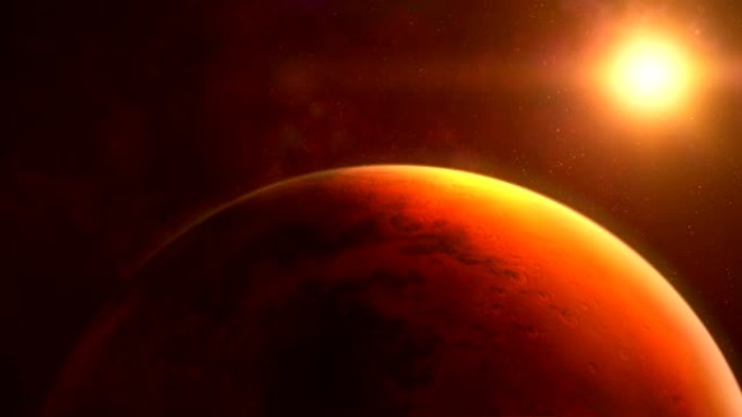 旋转的红色星球火星的半球。