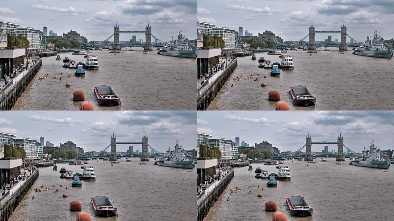 伦敦全景。塔桥市区都市首都风光人文景观