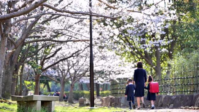 日本家庭走向小学入学仪式