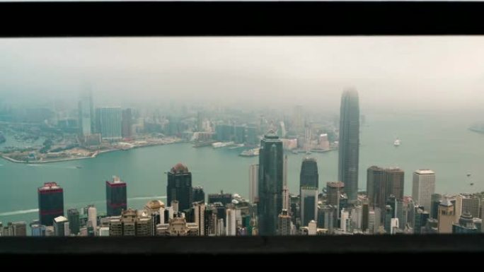 4K时光流逝:香港的城市风景时光流逝。城市和建筑。公司的建筑。平移风格。香港-短片