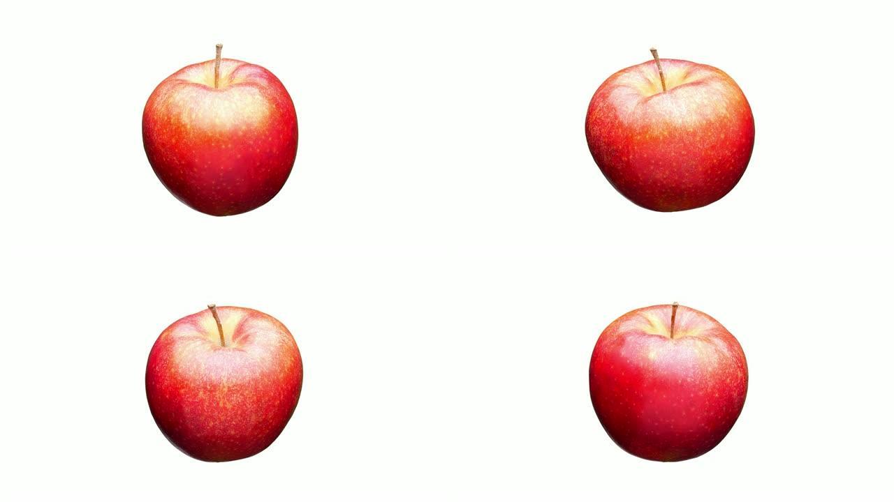 红苹果隔离。白色背景苹果展示果汁原料简洁