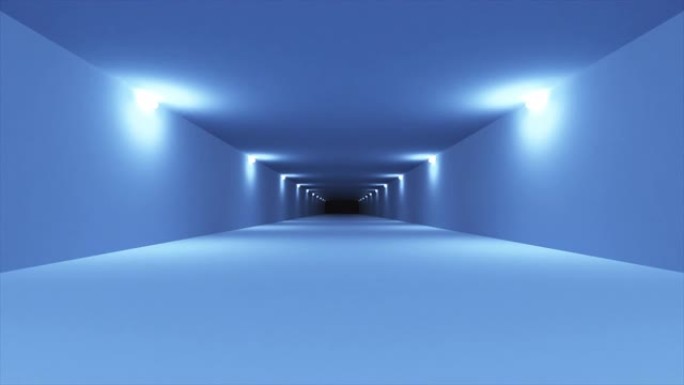 未来派蓝色科幻隧道内部