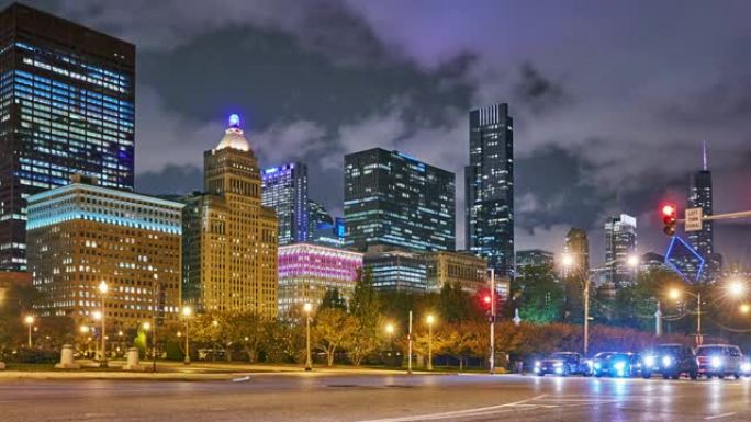 芝加哥商业天际线和交通