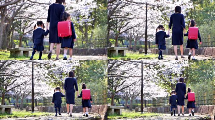 日本家庭走向小学入学仪式
