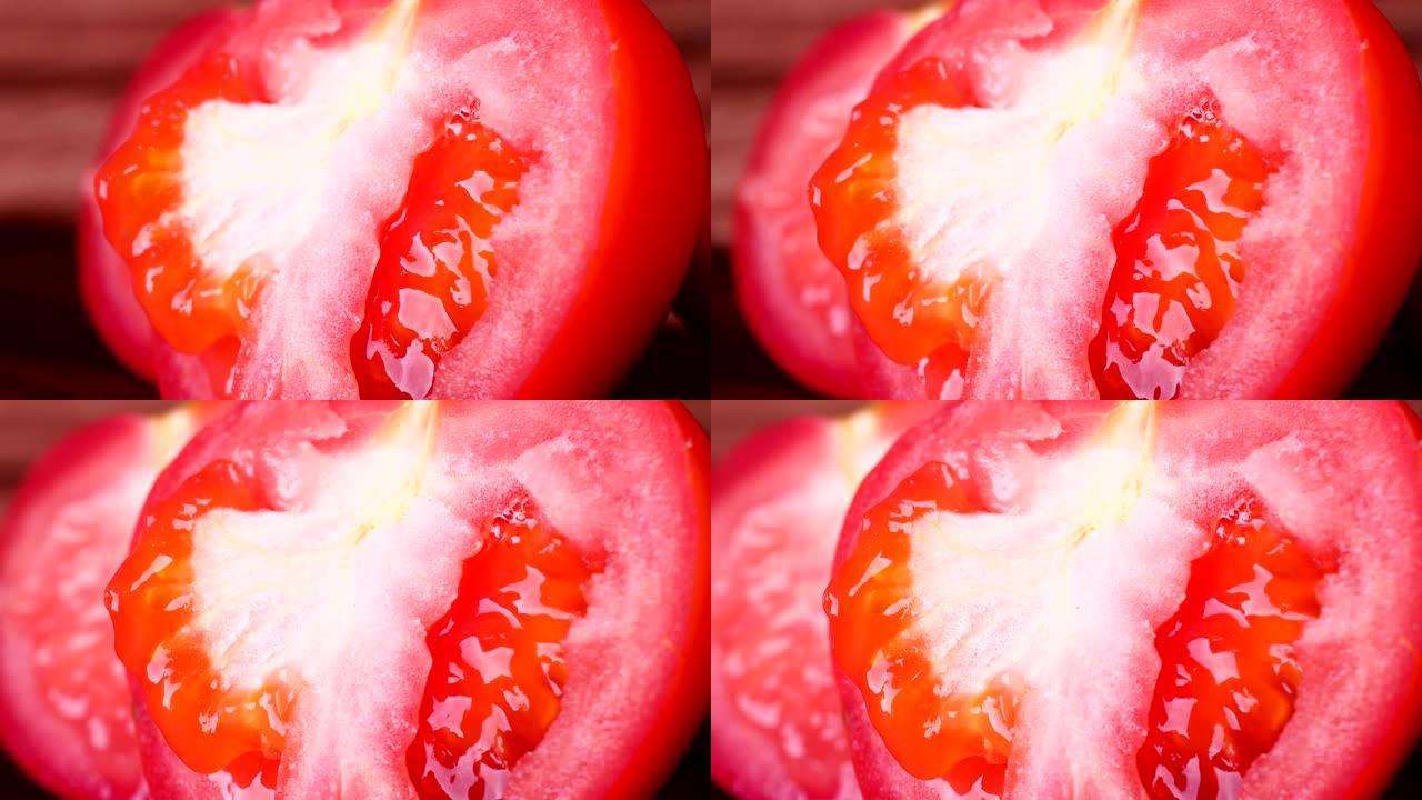 分离切片的番茄特写展示菜