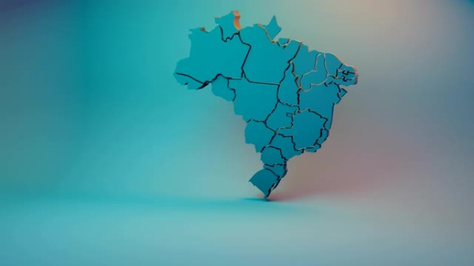 巴西地图立体区块板块