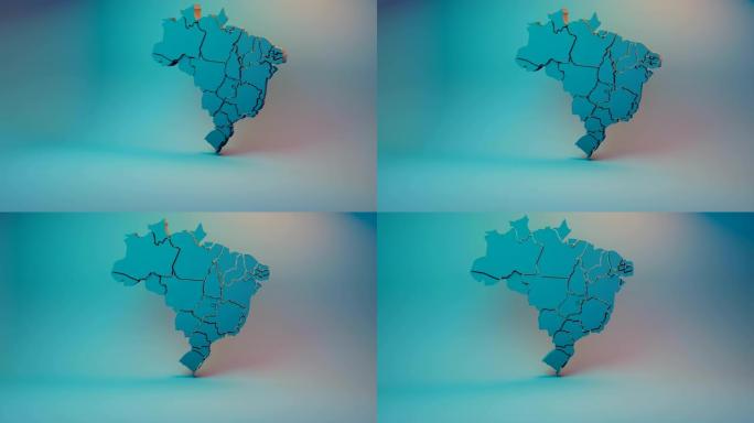 巴西地图立体区块板块