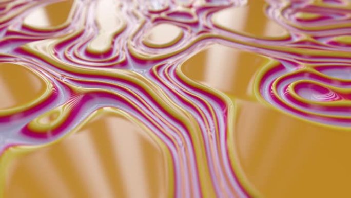 抽象波浪形动态曲面。彩色抽象液体背景与波纹波。运动设计模板。无缝循环4k 3d渲染。