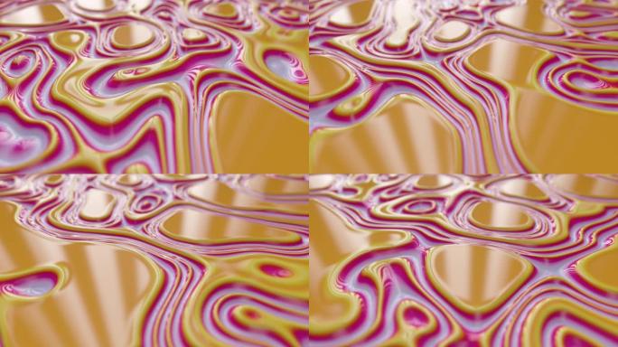 抽象波浪形动态曲面。彩色抽象液体背景与波纹波。运动设计模板。无缝循环4k 3d渲染。