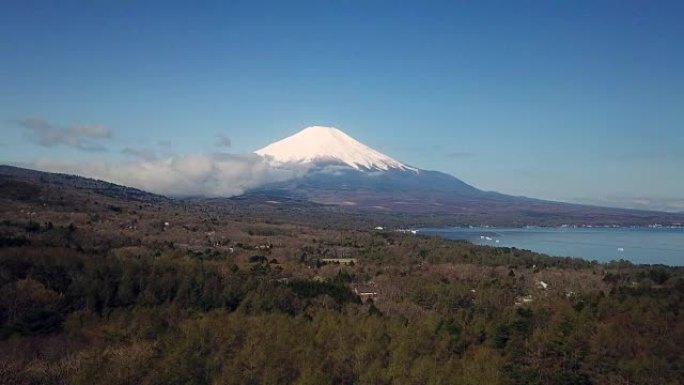 富士山的鸟瞰图大山雪山自然风光