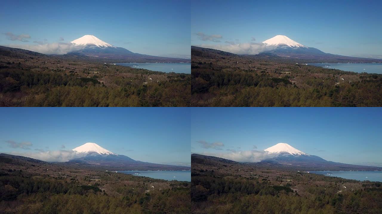 富士山的鸟瞰图大山雪山自然风光