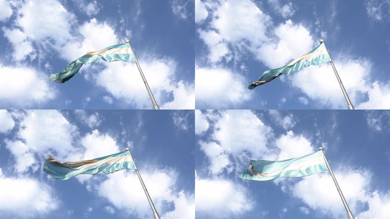 阿根廷国旗在风中移动