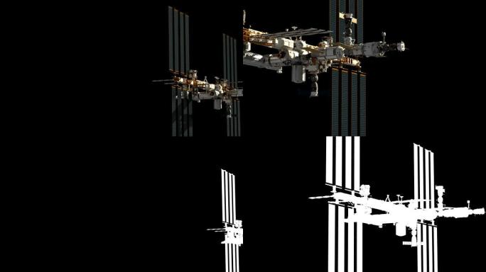 带阿尔法哑光的国际空间站飞行
