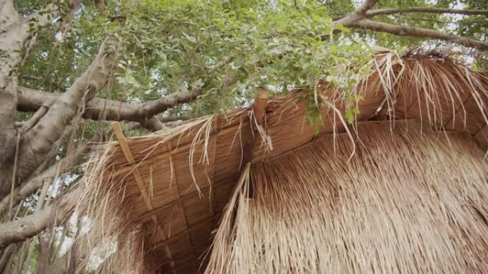 小屋屋顶稻草屋贫困落后扶贫