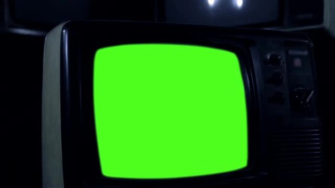 绿屏20世纪80年代电视。
