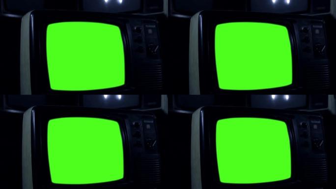 绿屏20世纪80年代电视。