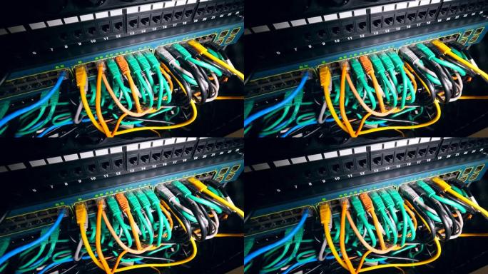 现代数据服务器、服务器机房的电缆和电线