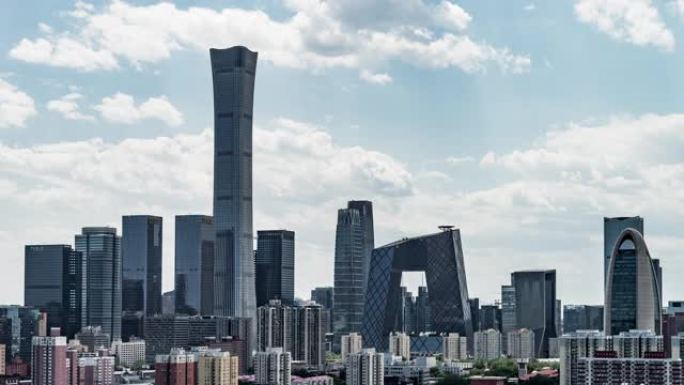 北京天际线和北京市中心/中国的T/L PAN鸟瞰图