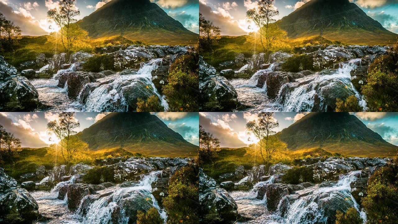苏格兰高地的瀑布-慢动作