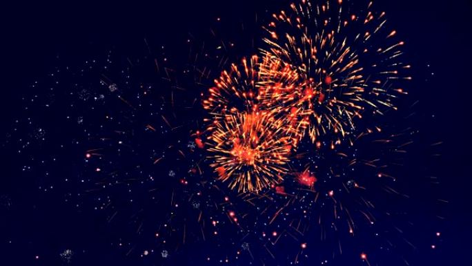 五颜六色的焰火。新年快乐理念。