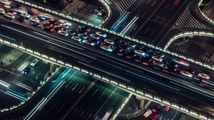 夜间北京高速公路的T/L MS HA PAN Light Trail