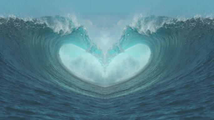 慢动作: 两波形成美丽的心脏形成