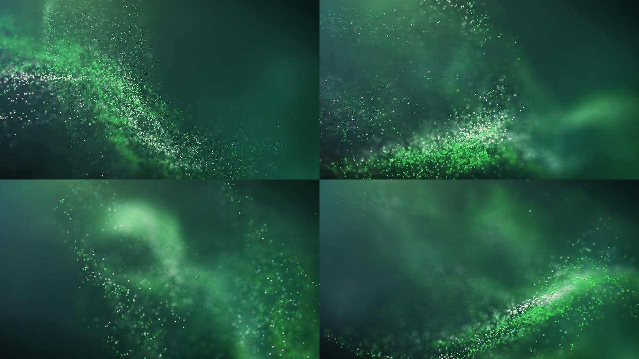 抽象粒子背景 (绿色)-循环