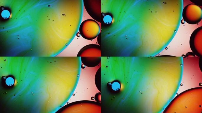 水中油滴的彩色图案