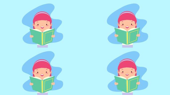 世界读书日庆祝活动与小女孩阅读