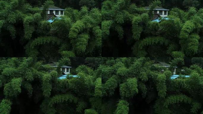 竹林中的房子山间建筑自然景色