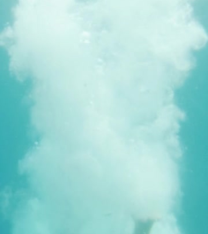 男子跳入水中游泳的水下镜头。在海里潜水。垂直屏幕方向9:16的视频素材