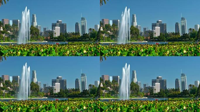 喷泉，公园，洛杉矶商业区
