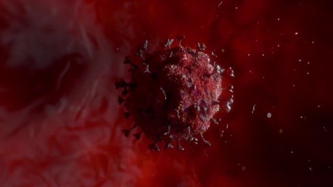现实的巨核电晕病毒细胞在生物体中传播和漂浮。概念全球健康警告恐慌传播感染。医学影像新型冠状病毒肺炎流