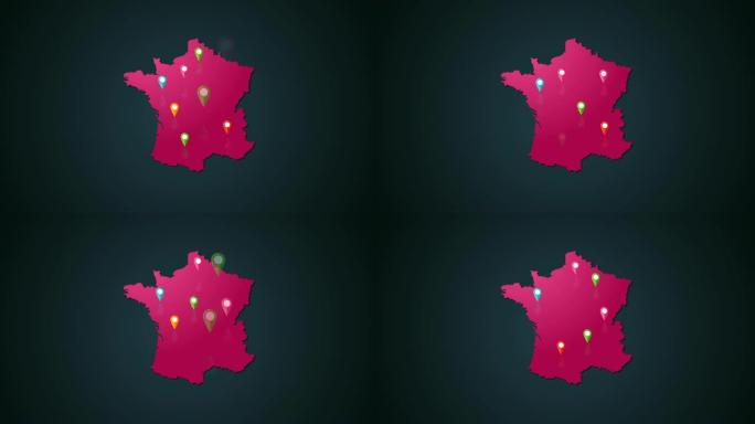 4k法国地图和位置