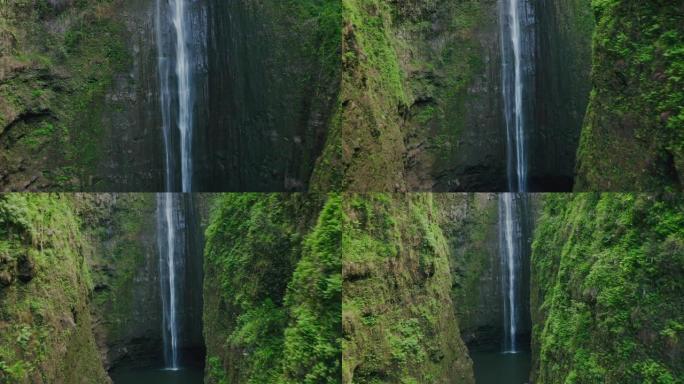 惊人的丛林瀑布高山流水绿水青山山崖悬崖