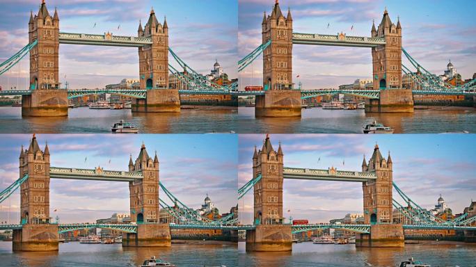 塔桥。伦敦交通。旅游景点。