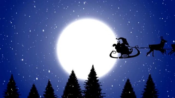 驯鹿拉着雪橇的圣诞老人