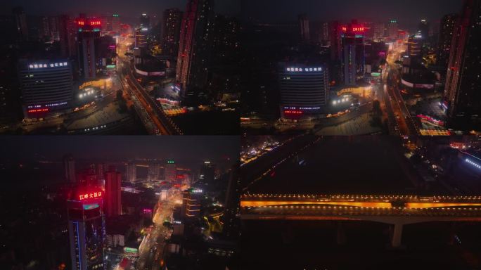 四川泸州城市夜景航拍4K