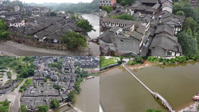 安居古镇航拍空镜头