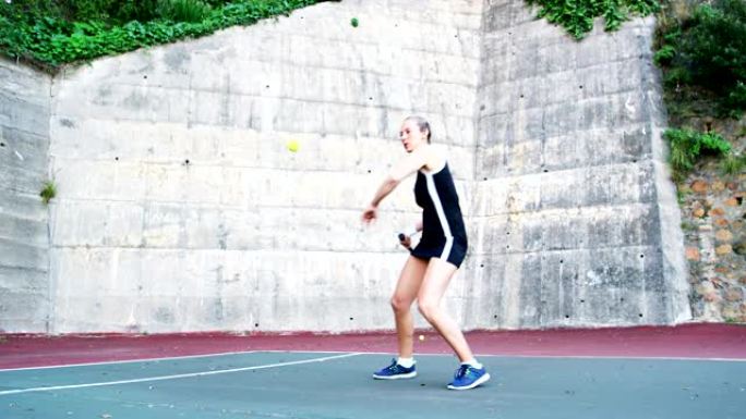 活跃的运动员打网球