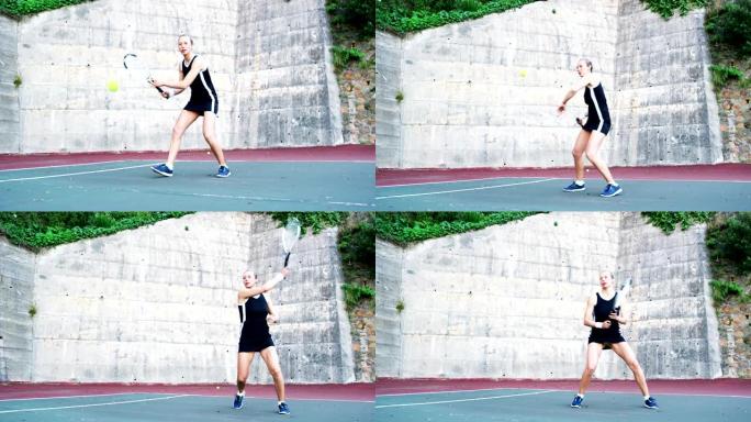 活跃的运动员打网球