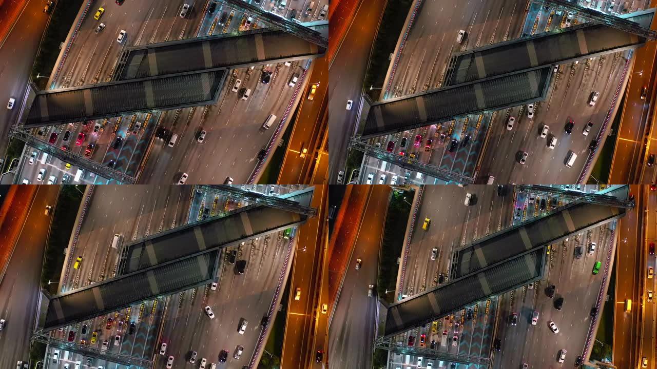 高速公路鸟瞰门俯拍城市交通